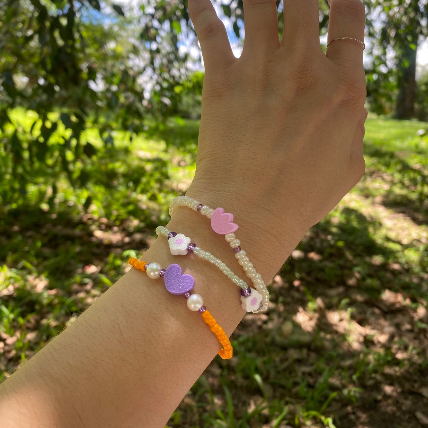Set Pulseras Margarita corazón