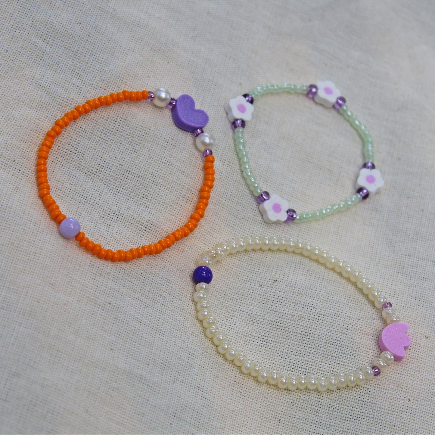 Set Pulseras Margarita corazón
