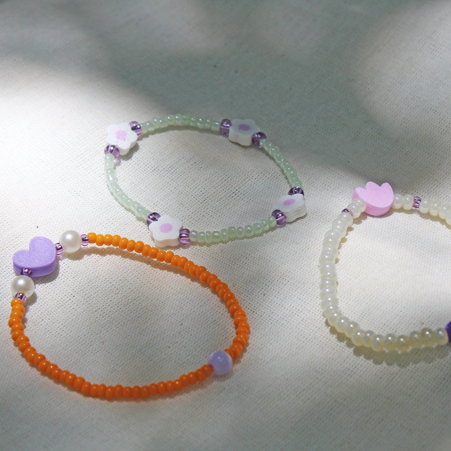 Set Pulseras Margarita corazón