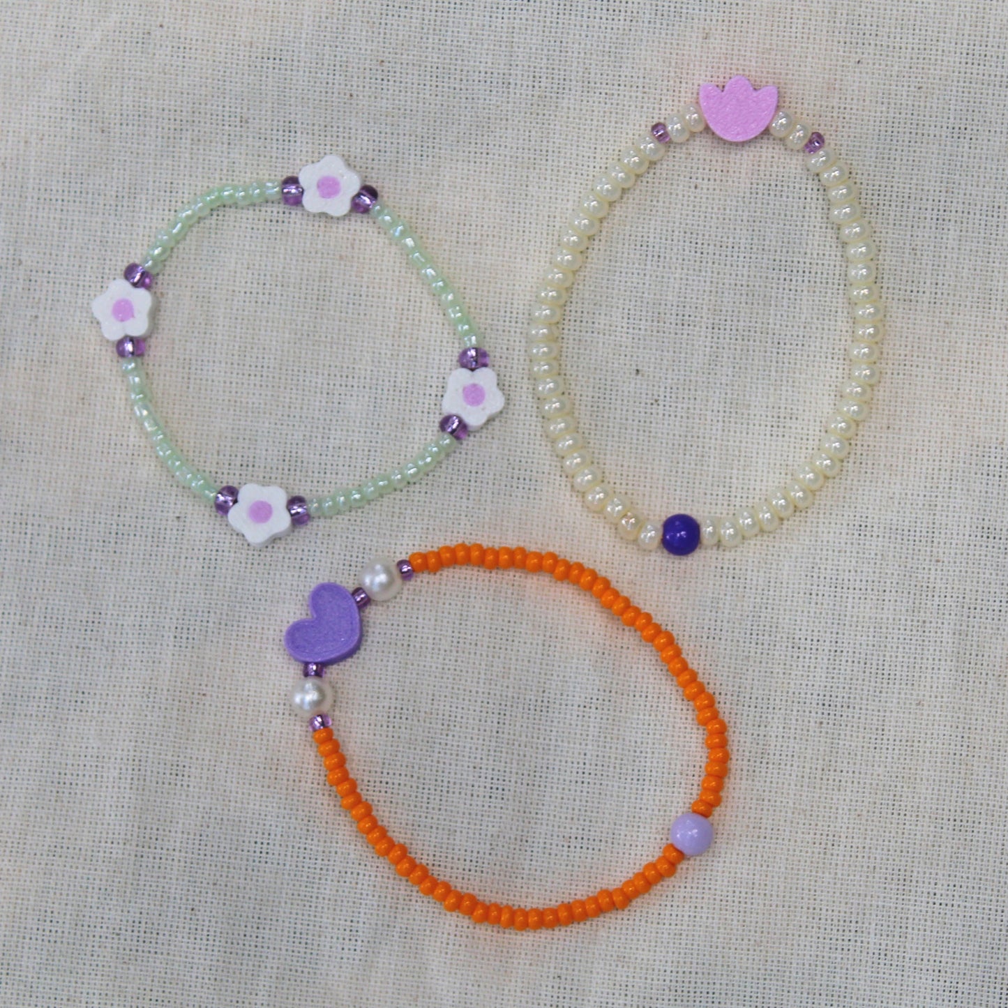 Set Pulseras Margarita corazón