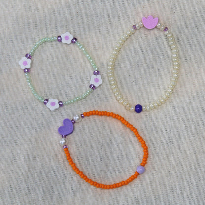 Set Pulseras Margarita corazón