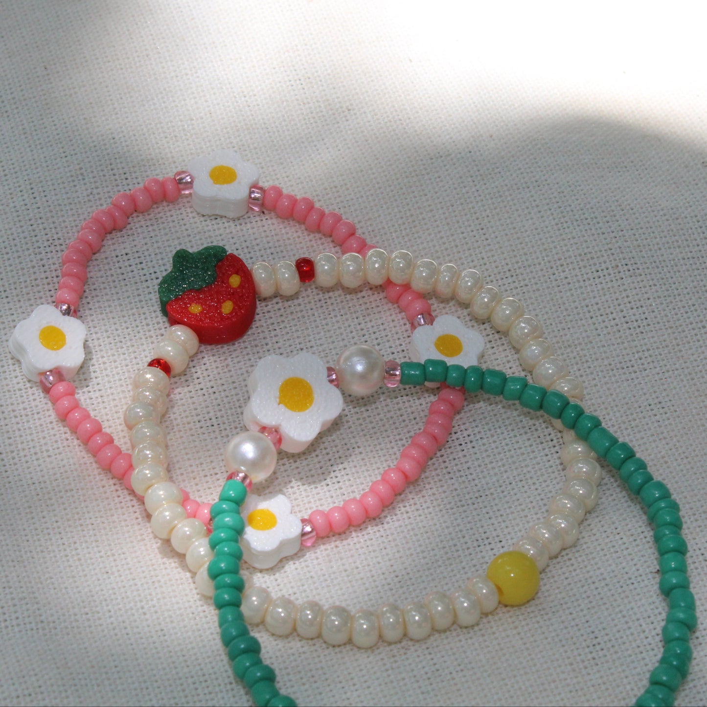 Set Pulseras Margarita fresa