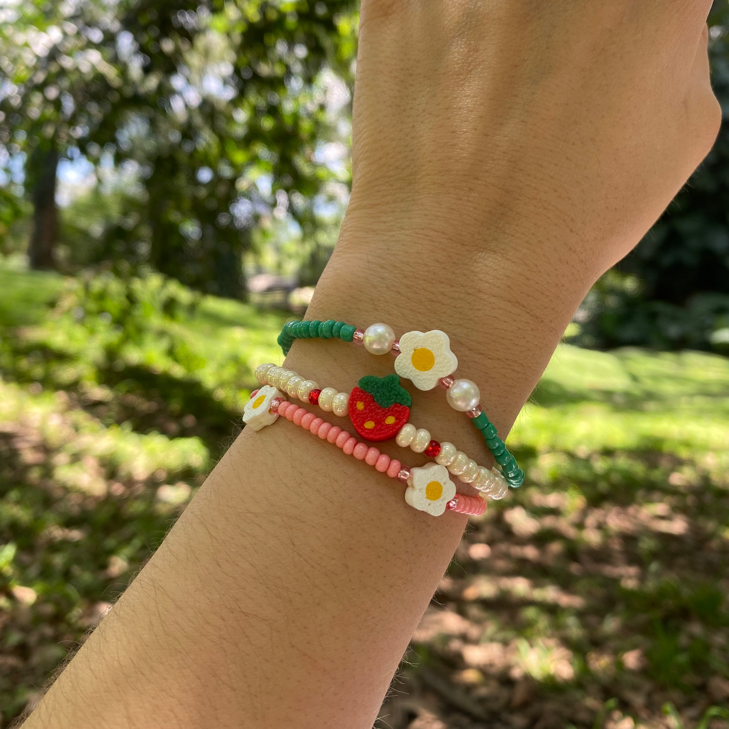 Set Pulseras Margarita fresa